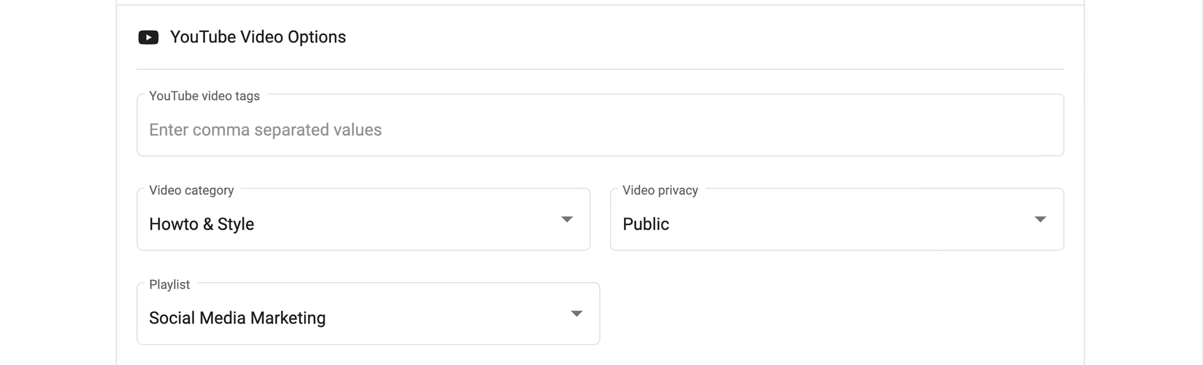 YouTube video options