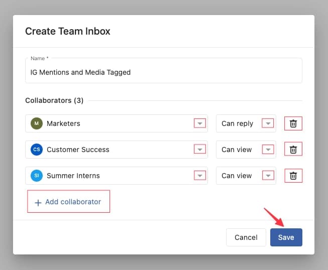 Create team Inbox