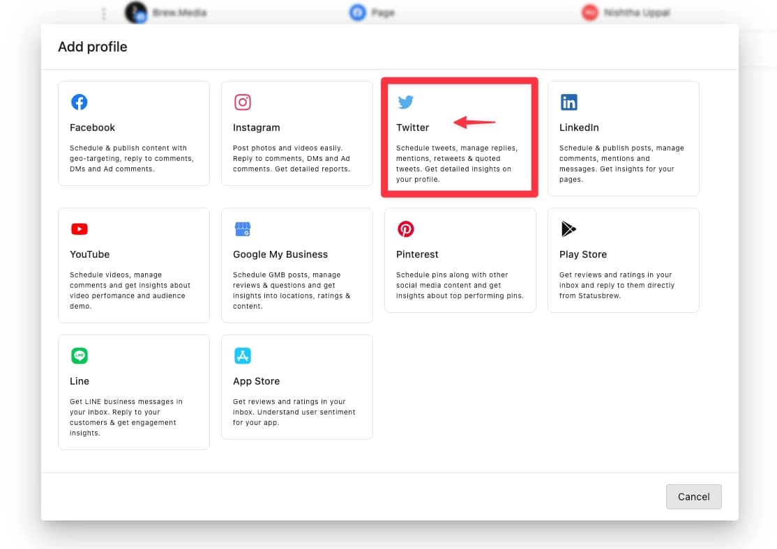 Add Twitter Profile