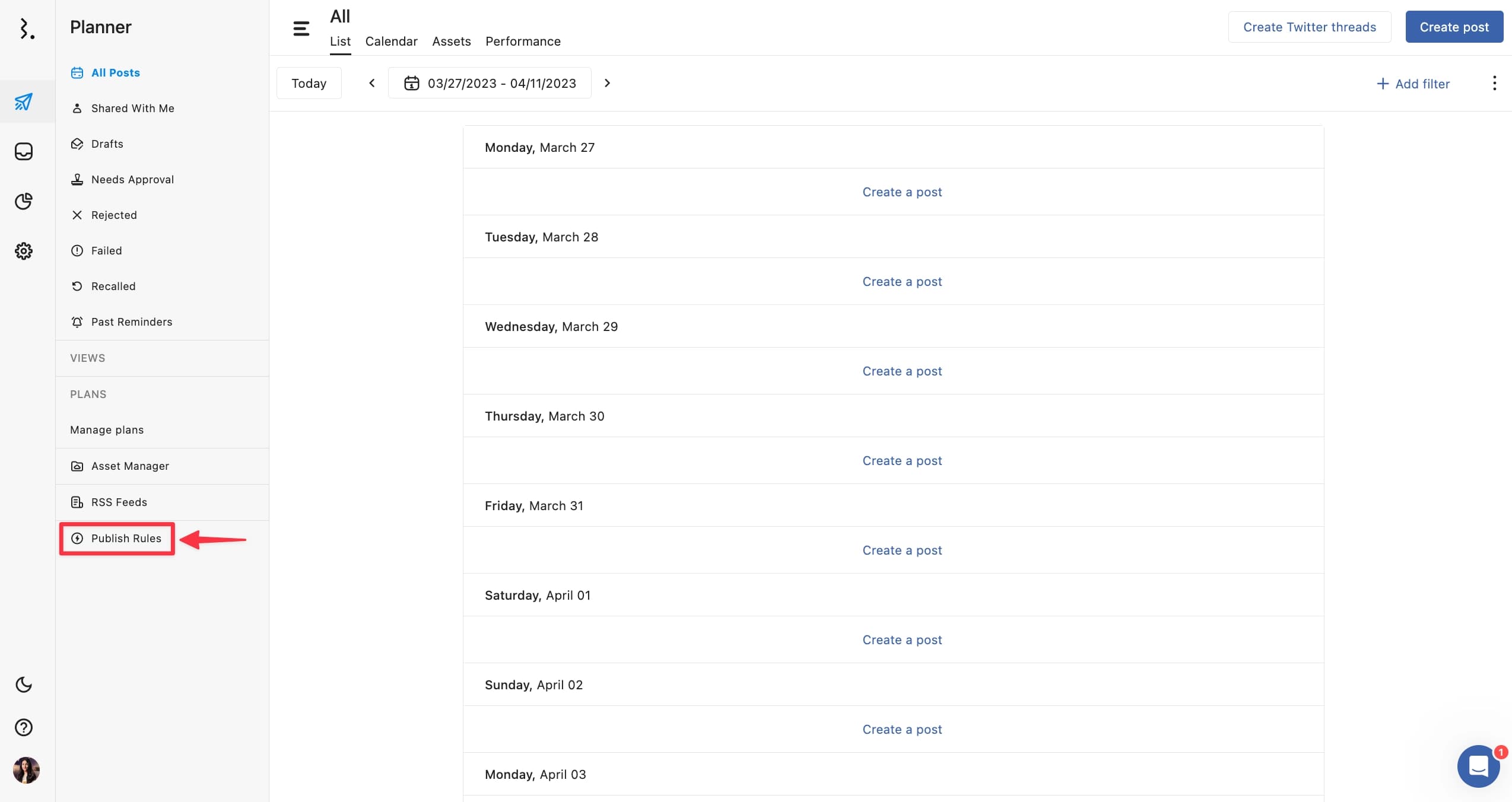 Publish Rules in Planner