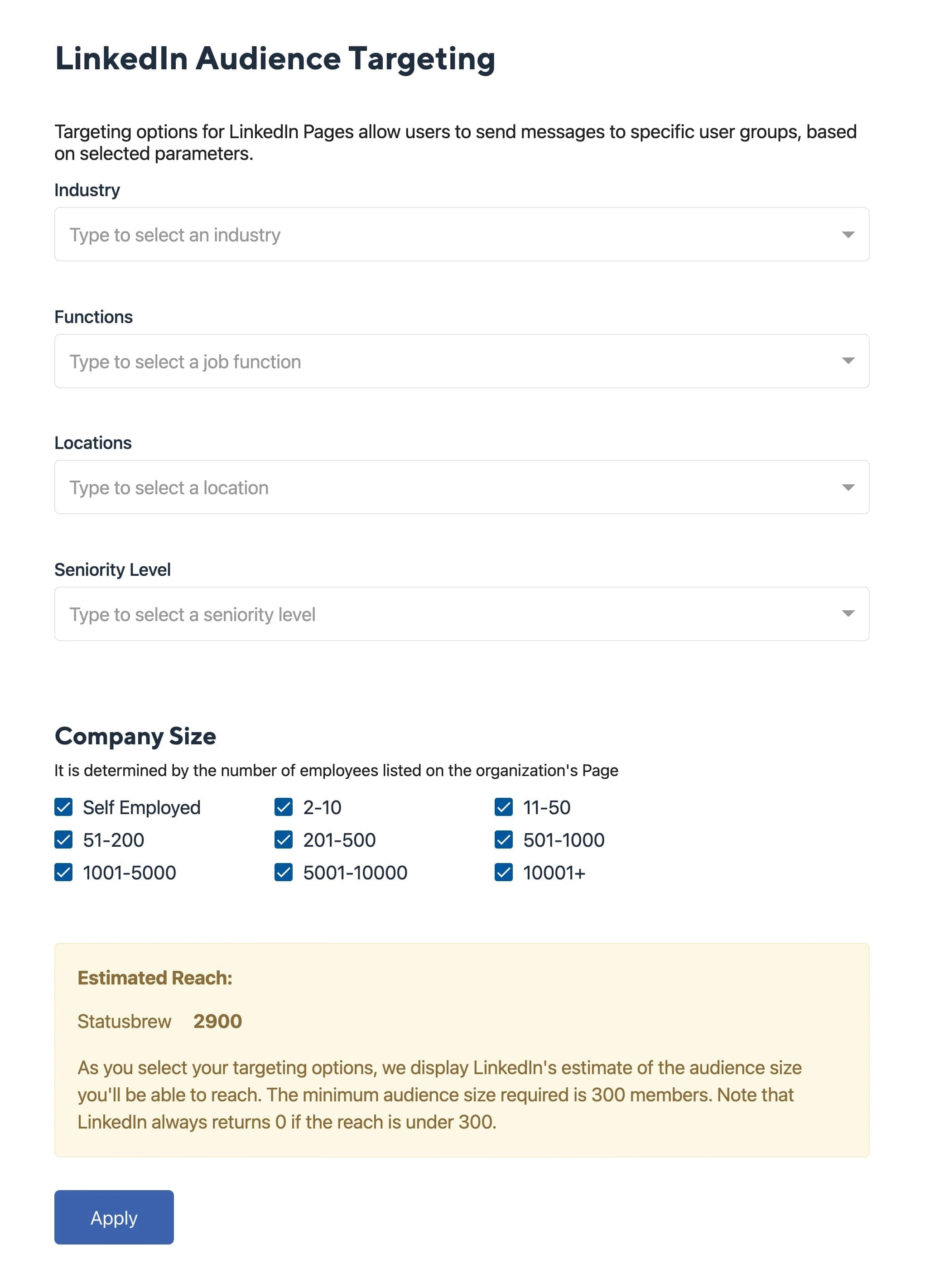 LinkedIn Audience Targeting reach