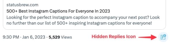 Hidden replies icon