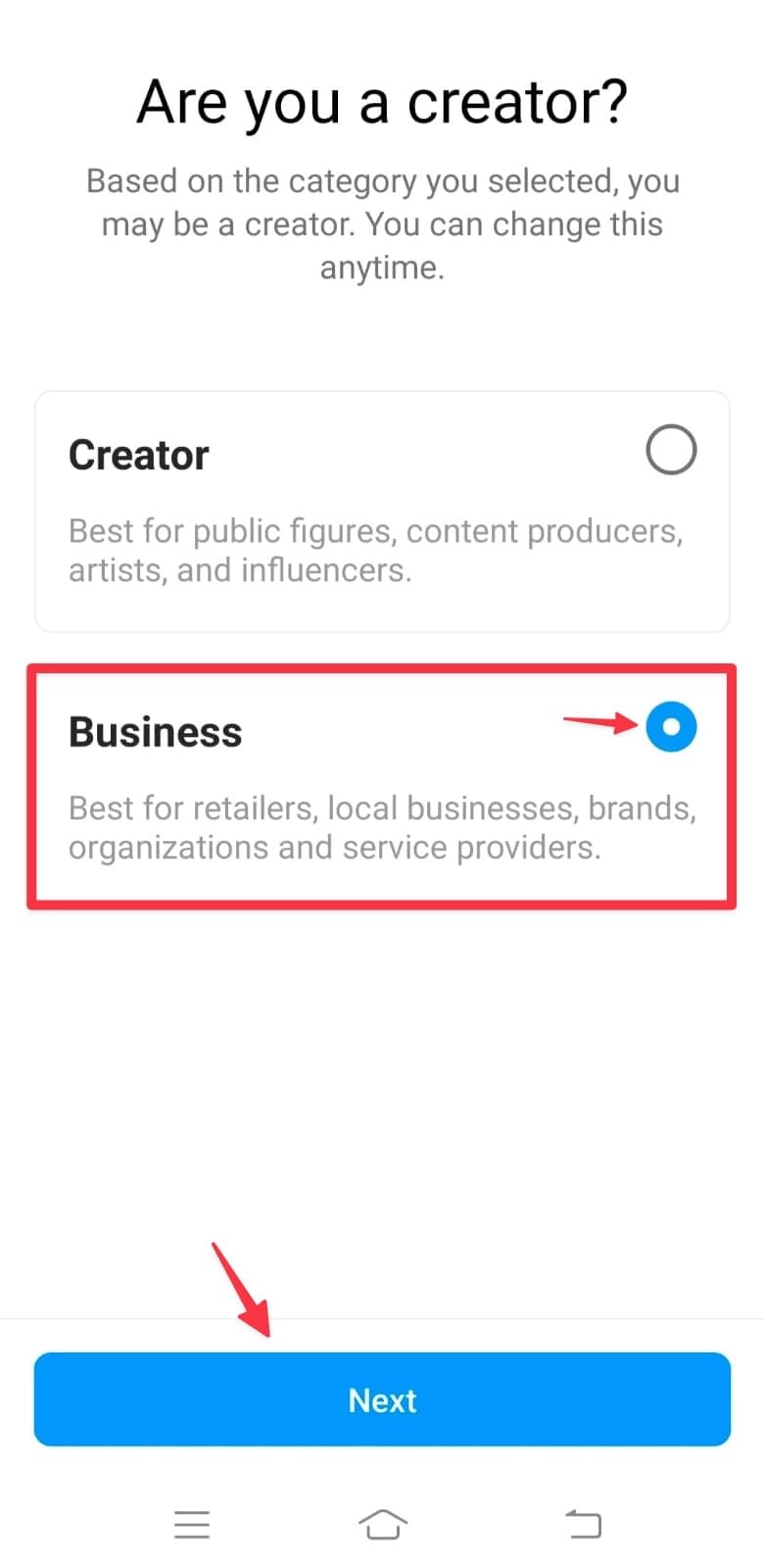 Business or Creator