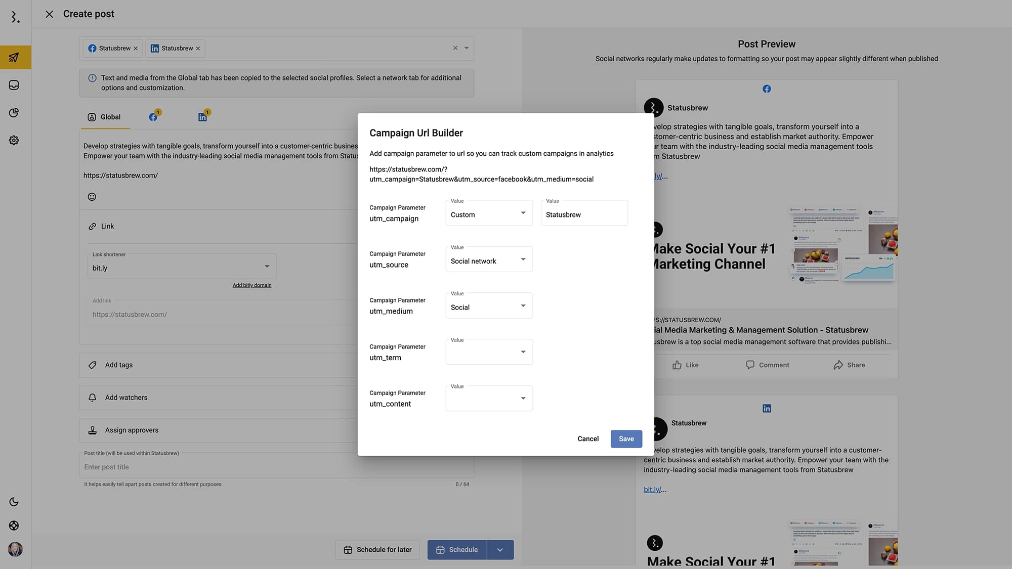 Add campaign parameters and presets