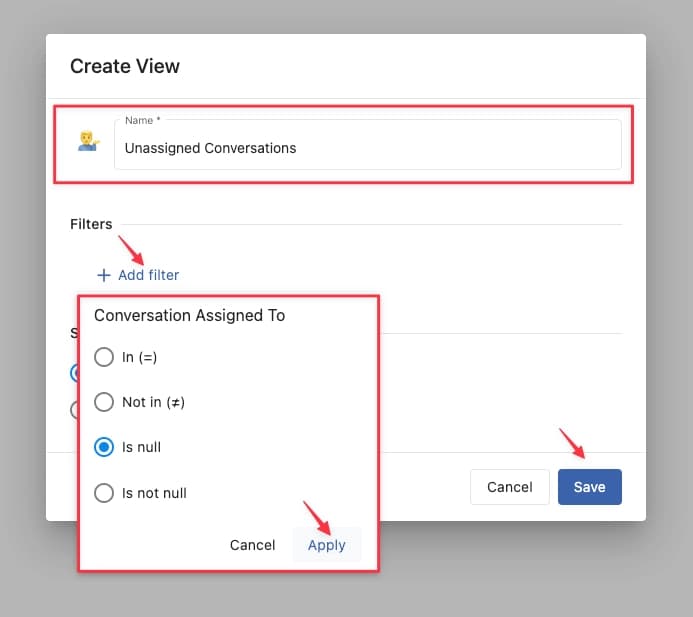 Create view for Unassigned Conversations