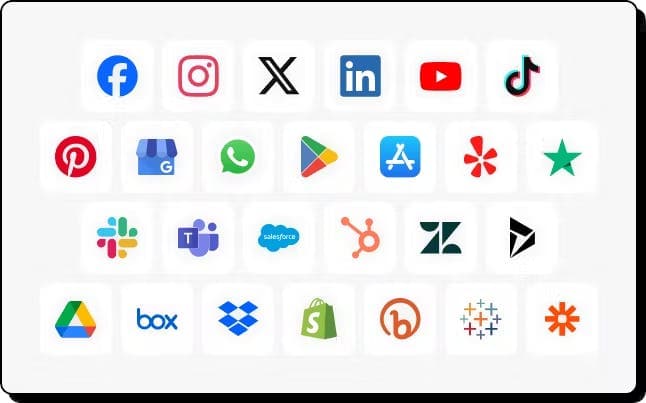Image shows icons of social and business apps Statusbrew supports