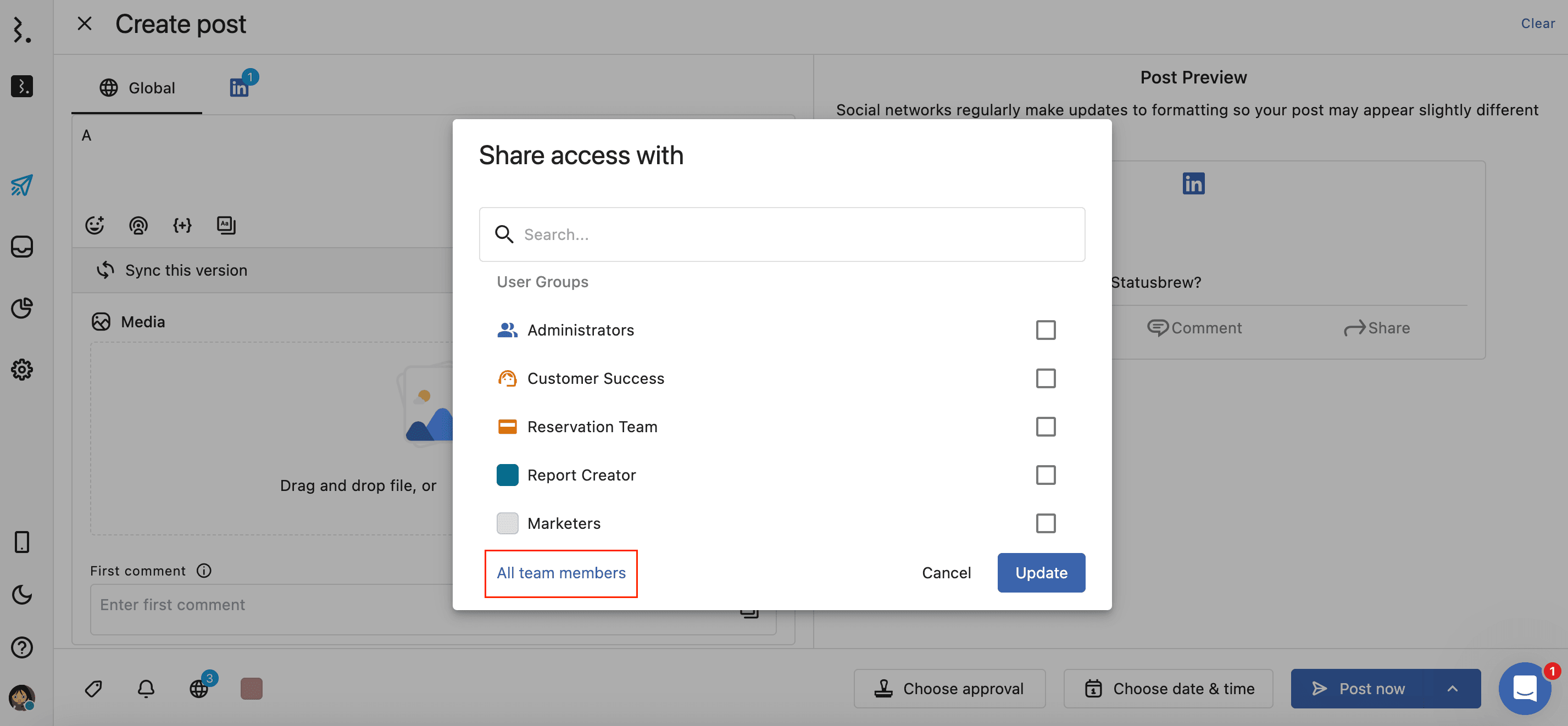Restrict Post Access: All team members