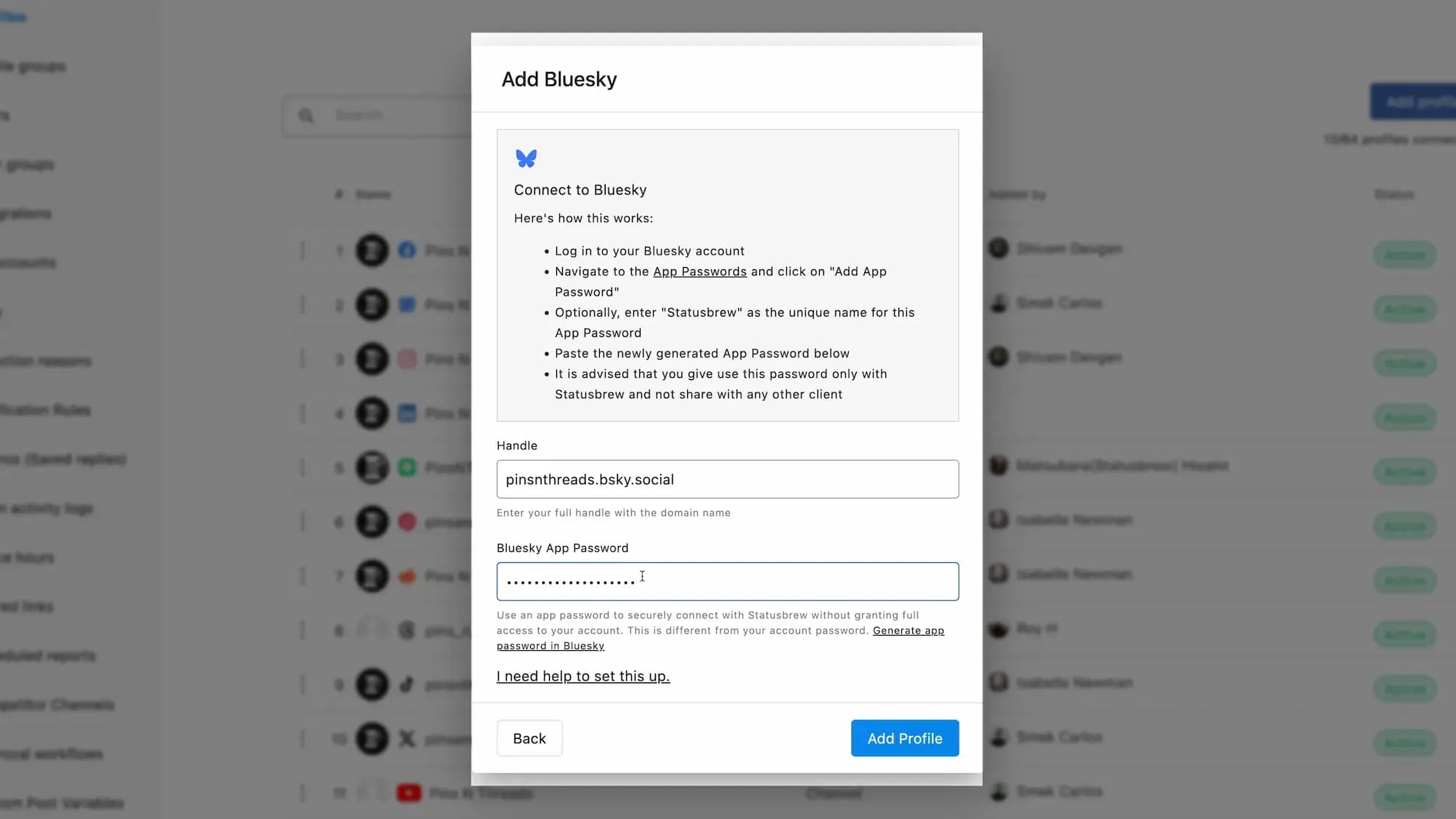 Add-Bluesky-password