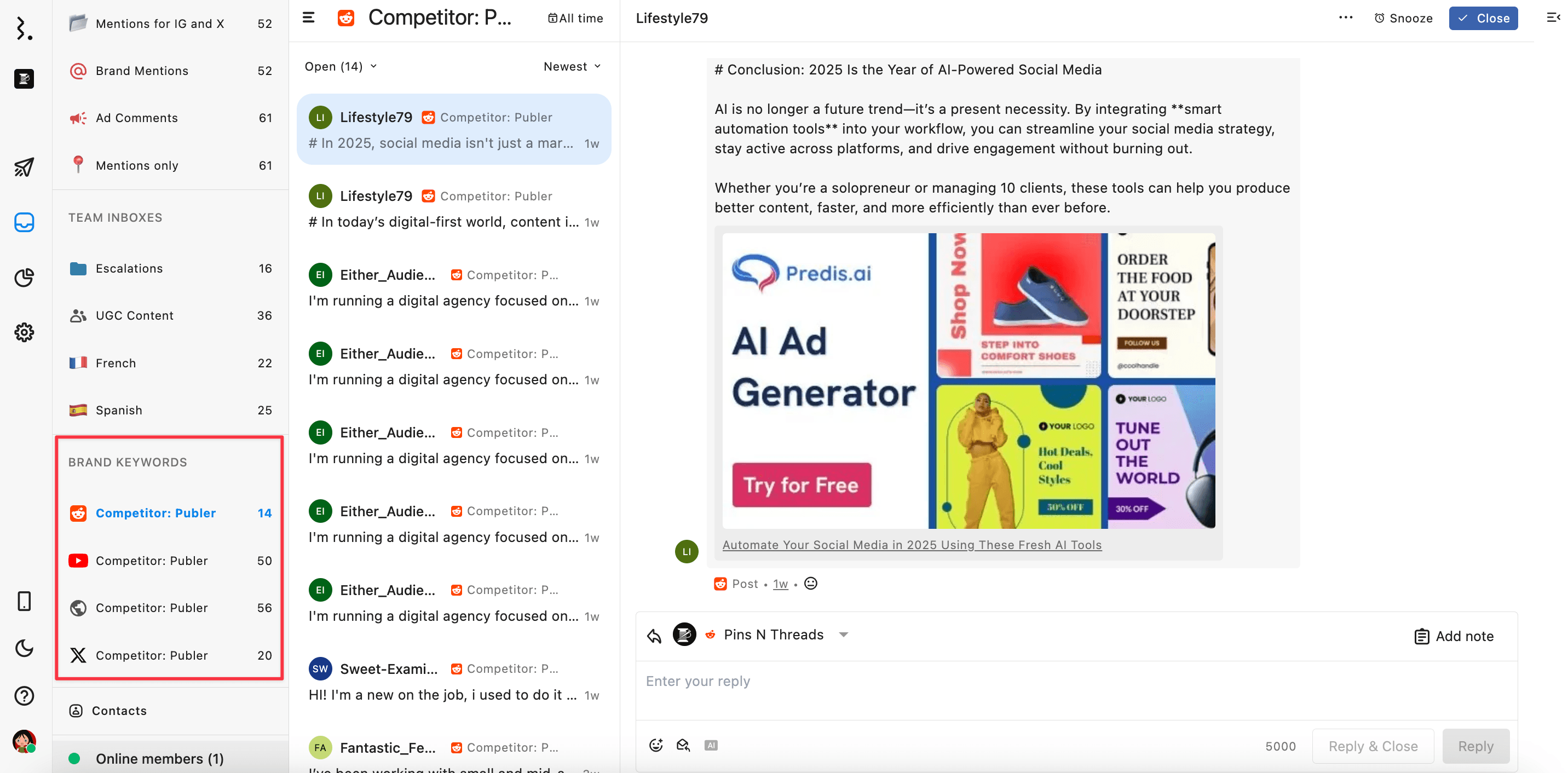 brand keywords inbox