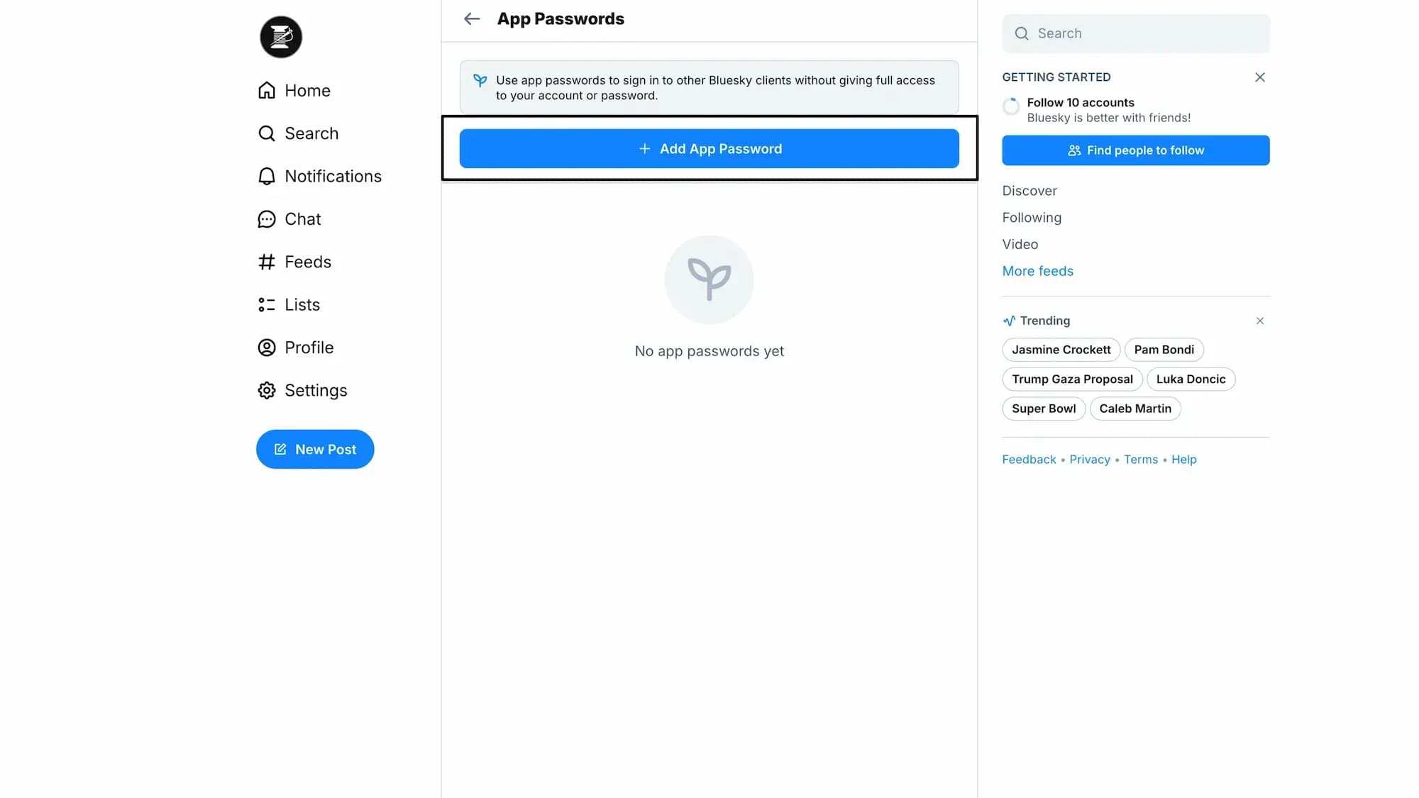 How-to-add-app-password-in-Bluesky