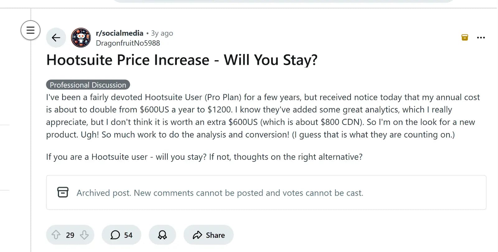 Hootsuite-pricing-reddit