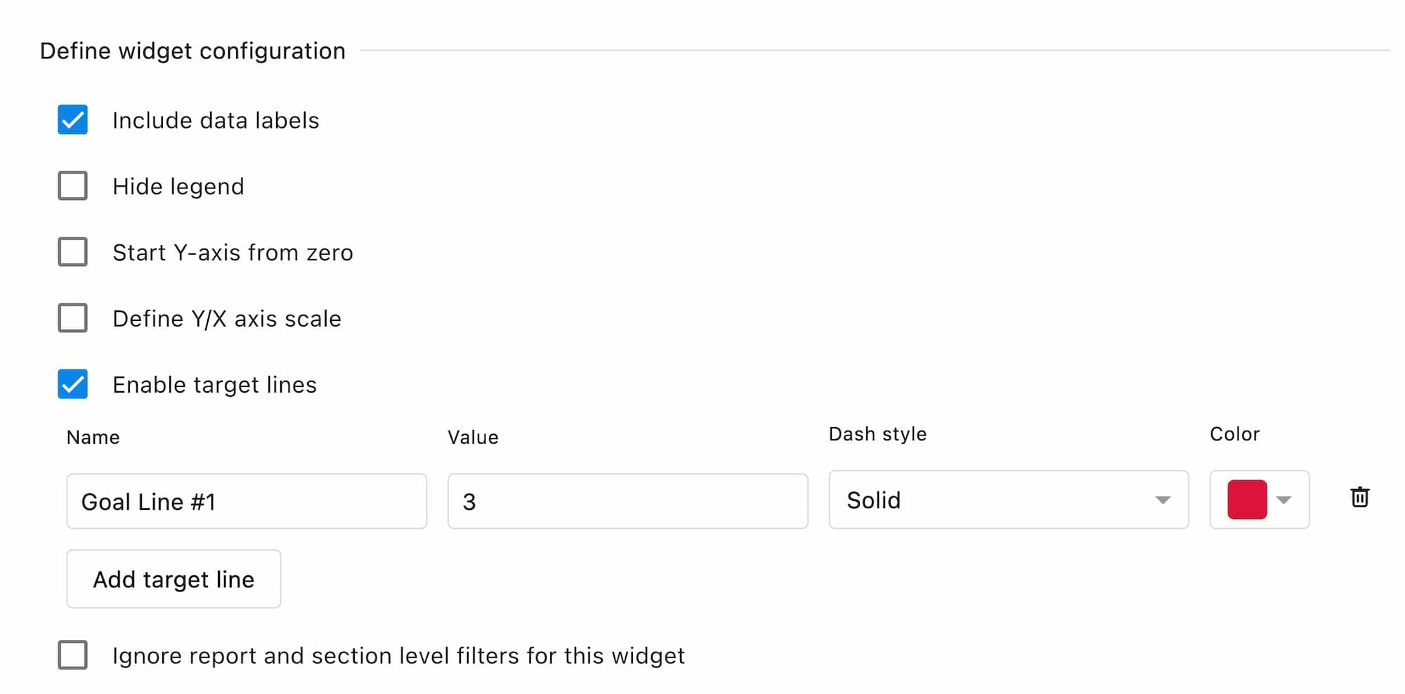 Configuring report widgets